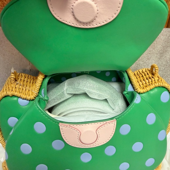 Kate Spade Lily Polka Dot Wicker 3D Frog Crossbody Bag - Picture 9 of 12